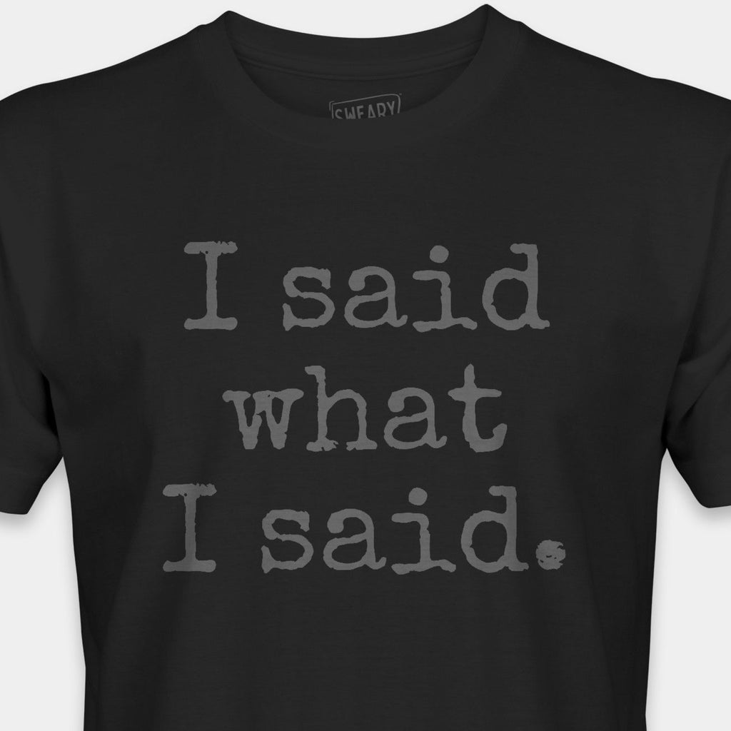 Black / S funny T-Shirt that says I said what I said. | Deadpan Edition Tee by Sweary Brand