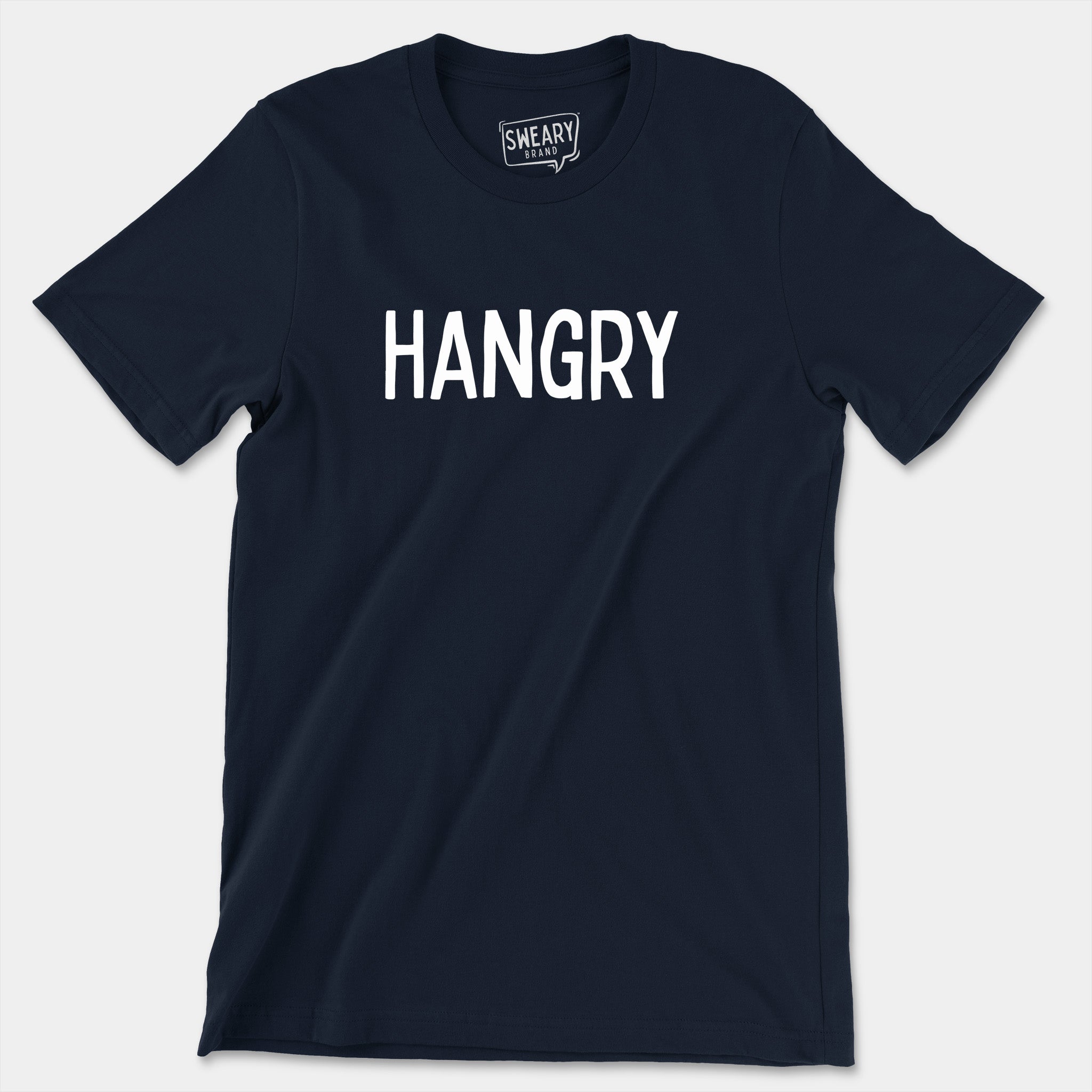 Navy / S funny T-Shirt that says Hangry | Originals Edition Tee by Sweary Brand