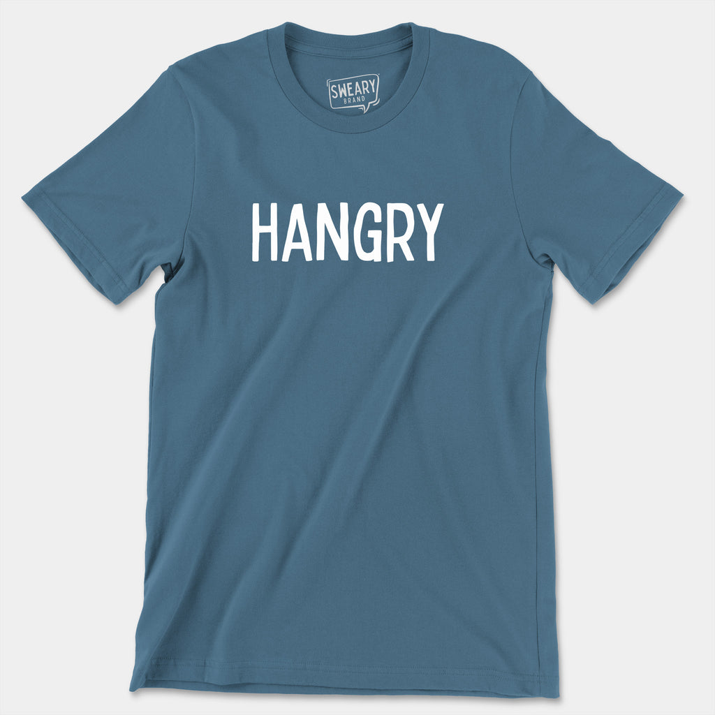 Steel Blue / S funny T-Shirt that says Hangry | Originals Edition Tee by Sweary Brand