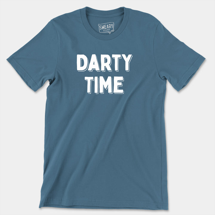 a blue t - shirt with the words dirty time printed on it