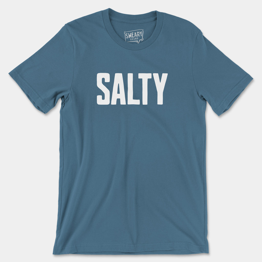 Steel Blue / S funny T-Shirt that says Salty | Originals Edition Tee by Sweary Brand