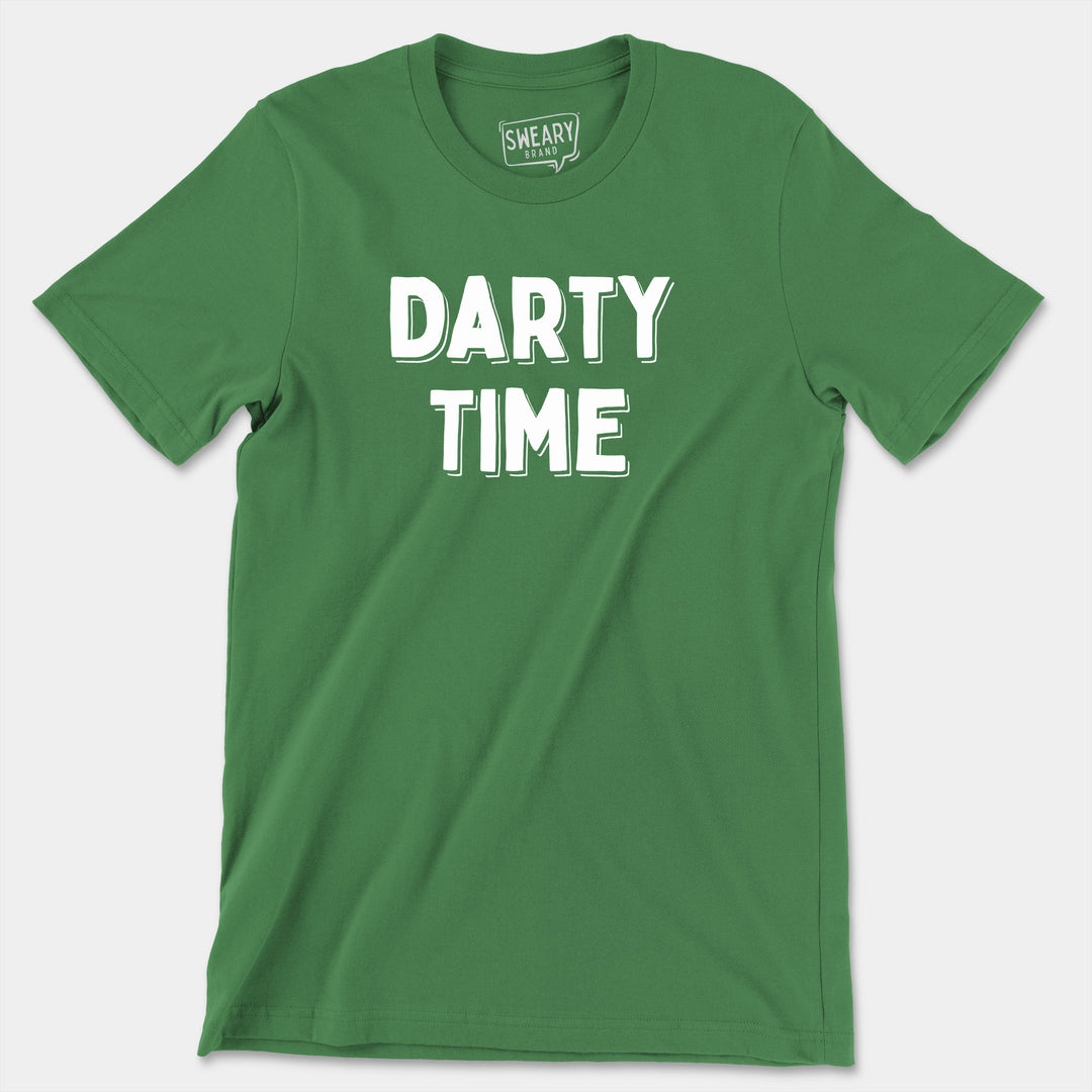 a green t - shirt with the words party time printed on it