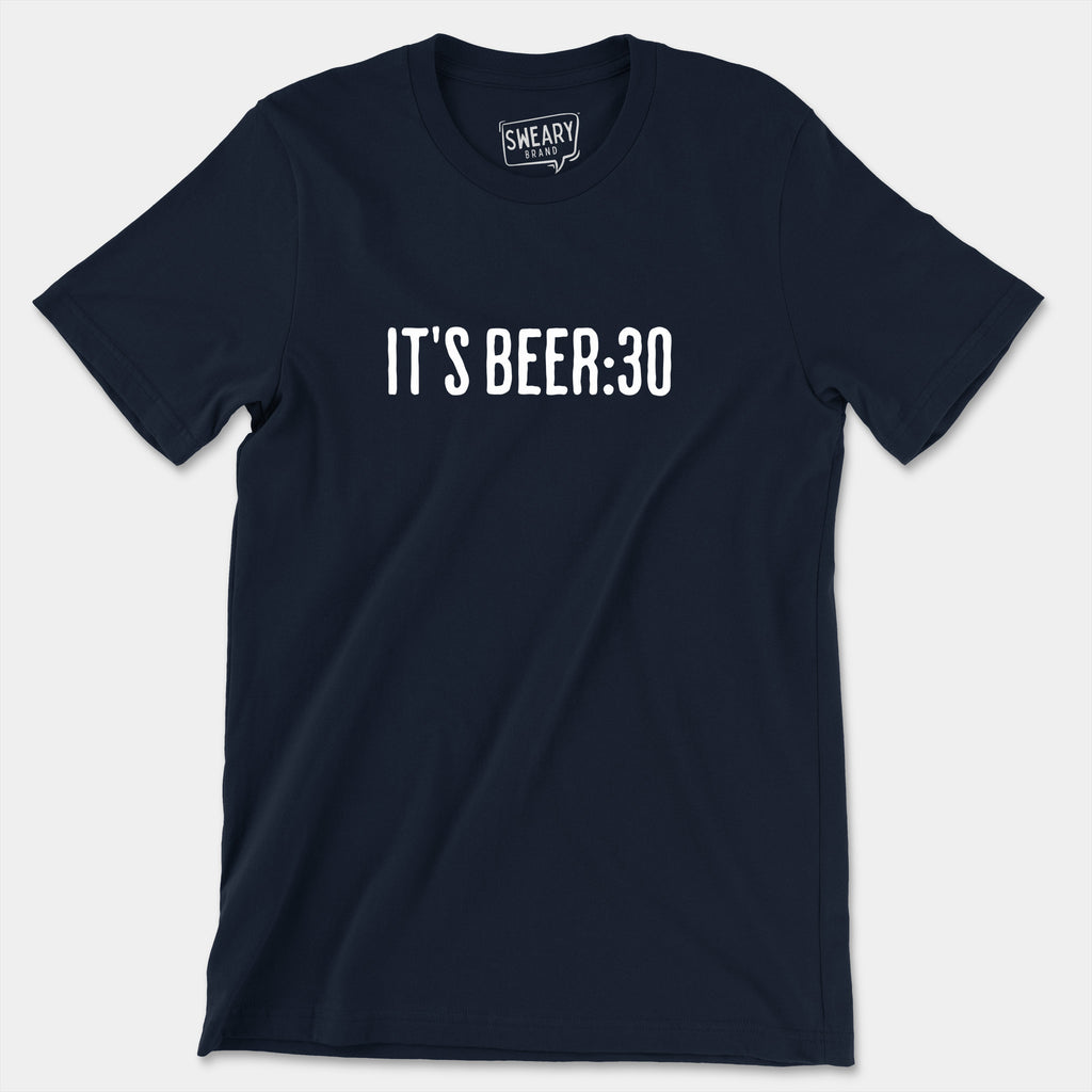 Navy / S funny T-Shirt that says It's Beer:30 | Originals Edition Tee by Sweary Brand